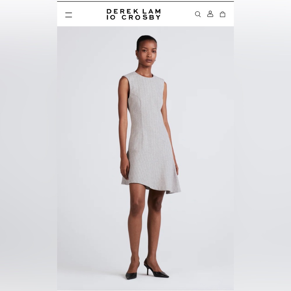 MEI SLEEVELESS ASYMMETRICAL HEM DRESS grey and white NWT size 6
